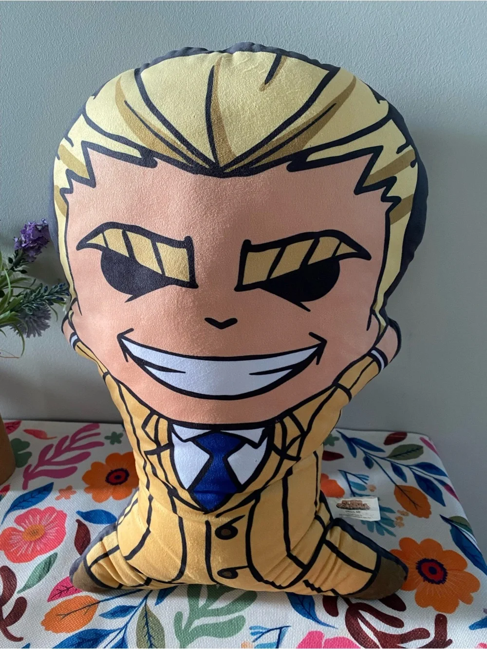 Plush Character Accent Pillow - Blue, Red & Yellow